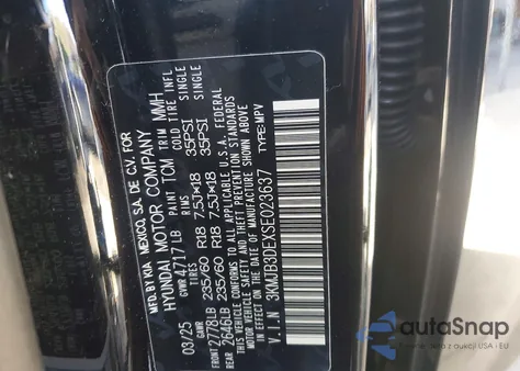 2025 Hyundai Tucson Sel from USA, damaged, VIN 3KMJB3DEXSE023637